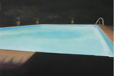 Swimmingpool Nacht, 67 x 91 cm